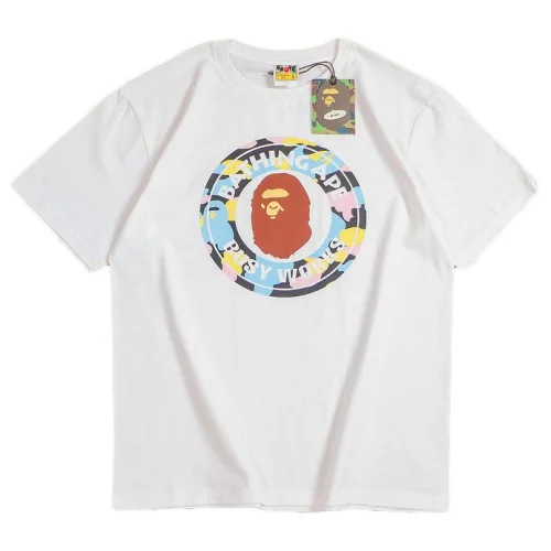 Футболка Bape Logo Inside Circle With Inscription Busy Works "White"
