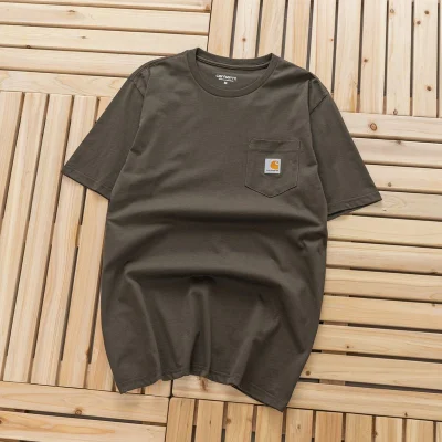 Футболка Carhartt With A Small Logo On The Pocket "Brown" фото № 2