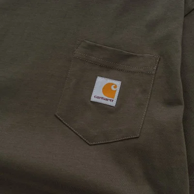 Футболка Carhartt With A Small Logo On The Pocket "Brown" фото № 5