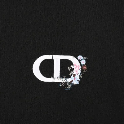 Футболка Christian Dior Flower Logo "Black" фото № 8
