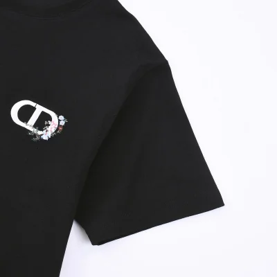 Футболка Christian Dior Flower Logo "Black" фото № 7