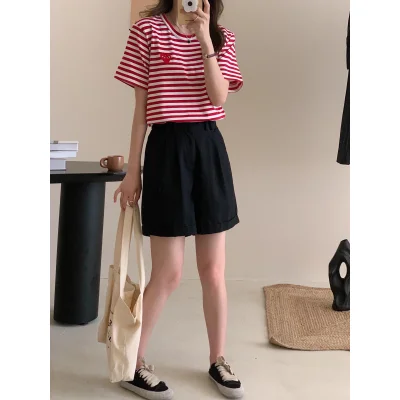 Футболка Comme des Garçons Play Striped Heart Eyes "Red" фото № 4