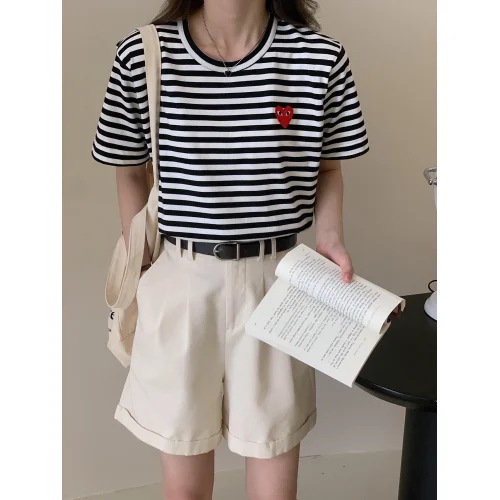 Футболка Comme des Garçons Play Striped Heart Eyes "Black"