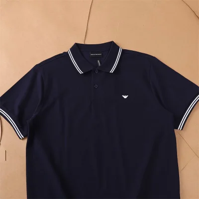 Поло Emporio Armani Edge Decorated By Stripes And Front Small Logo "Blue" фото № 2