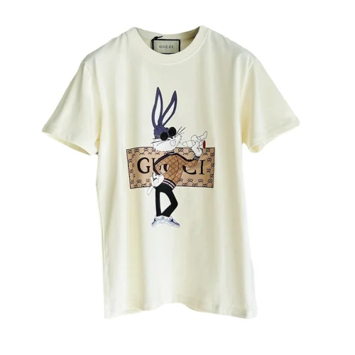 Футболка Gucci With Hare Print In Round Glasses "Cream"