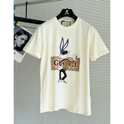 Футболка Gucci With Hare Print In Round Glasses "Cream" фото № 3