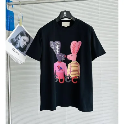 Футболка Gucci Rabbits With Brand Logo Print "Black" фото № 3