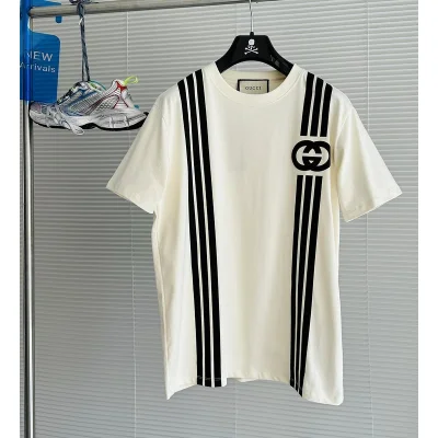 Футболка Gucci Vertical Stripes And Logo "Cream" фото № 2