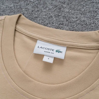 Футболка Lacoste Cotton With Logo Brand "Beige" фото № 2