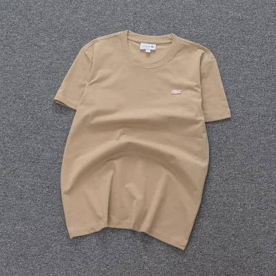 Футболка Lacoste Cotton With Logo Brand "Beige" фото № 5