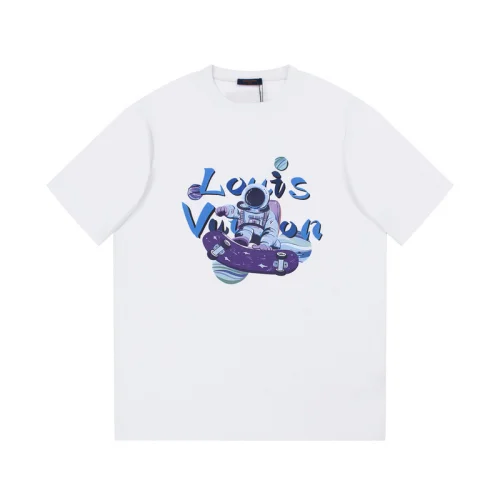 Футболка Louis Vuitton Print Cosmonaut On Skateboard "White"