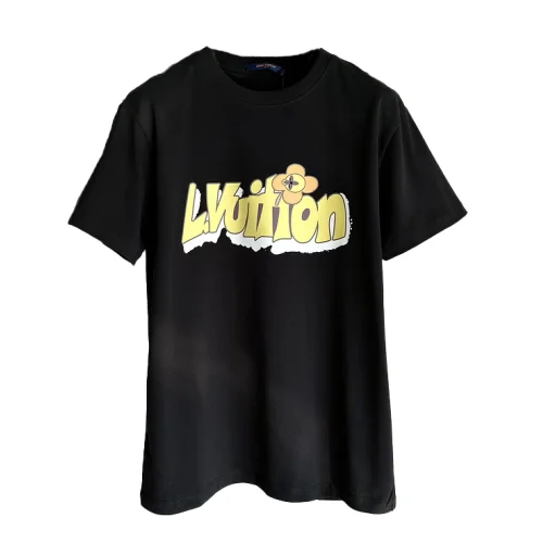 Футболка Louis Vuitton With A Flower On The Logo "Black"