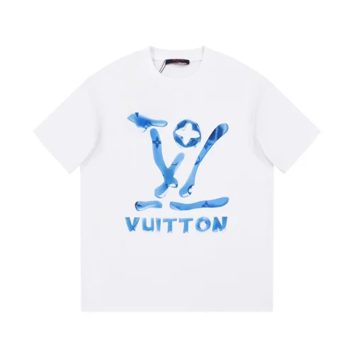 Футболка Louis Vuitton With Blue Big Brand Logo "White"