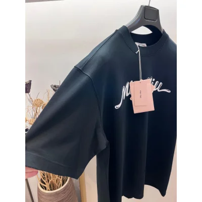 Футболка Miu Miu Frontside Contrast Miu Miu Logotype "Black" фото № 4