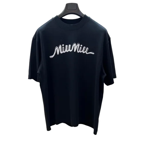 Футболка Miu Miu Frontside Contrast Miu Miu Logotype "Black"