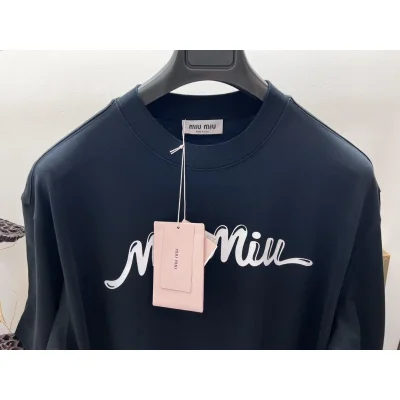 Футболка Miu Miu Frontside Contrast Miu Miu Logotype "Black" фото № 3