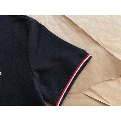 Поло Moncler Edge Decorated By Two Stripes And Small Logo "Black" фото № 4