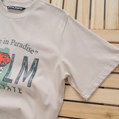 Футболка Palm Angels Trouble In Paradise - Text "Beige" фото № 3