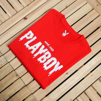 Футболка Playboy Flowing Logo Inscription "Red" фото № 8