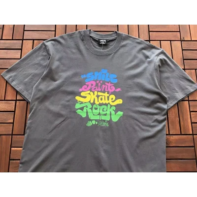 Футболка Stussy Four Colorful Front Inscription "Gray" фото № 2