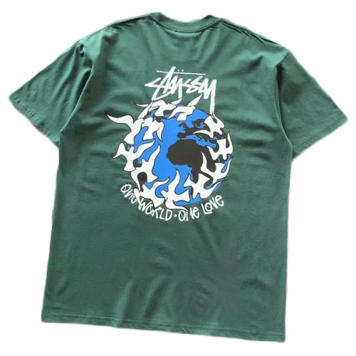 Футболка Stussy Planet With Flying Birds Around "Green"