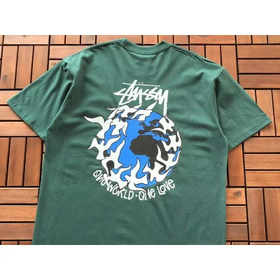 Футболка Stussy Planet With Flying Birds Around "Green" фото № 2