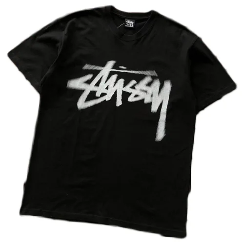 Футболка Stussy Smeared Logo Inscription "Black"