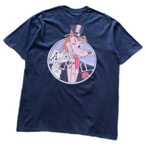 Футболка Stussy Wolf With Playing Card Inside Circle "Blue"