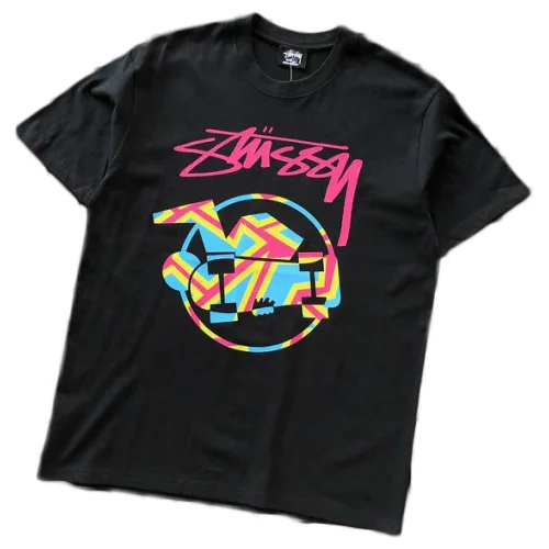 Футболка Stussy Colorful Circle With Image Inside And Logo "Black"