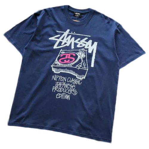 Футболка Stussy Gramophone With Colorful Letters "Blue"