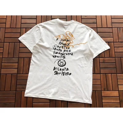 Футболка Stussy List With Cities And Letter With Mirror Image "White" фото № 2