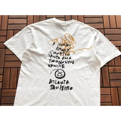 Футболка Stussy List With Cities And Letter With Mirror Image "White" фото № 5