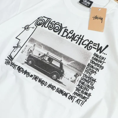 Футболка Stussy Photo With Car Surrounded By Inscriptions "White" фото № 3