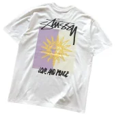 Футболка Stussy Sun Print And Lettering Love And Peace "White"