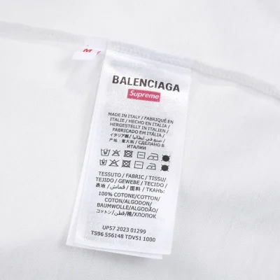 Футболка Supreme X Balenciaga 2023 Logo "White" фото № 6