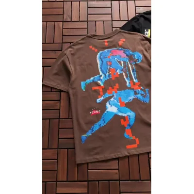 Футболка Travis Scott Astroworld Pixel Man Print "Brown" фото № 2