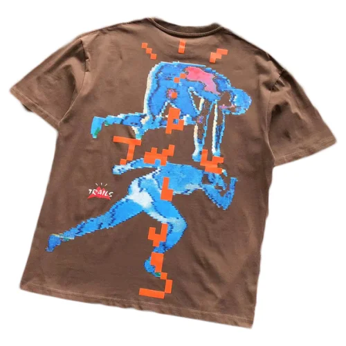 Футболка Travis Scott Astroworld Pixel Man Print "Brown"
