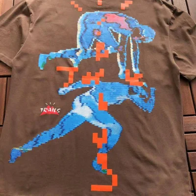 Футболка Travis Scott Astroworld Pixel Man Print "Brown" фото № 3