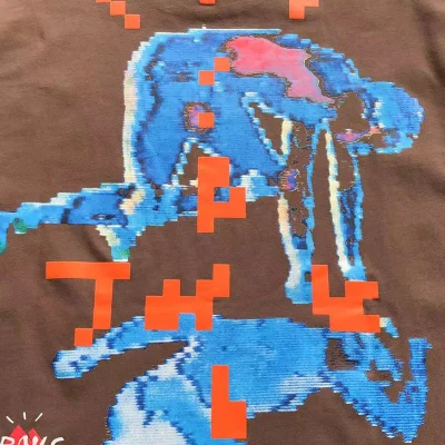 Футболка Travis Scott Astroworld Pixel Man Print "Brown" фото № 4