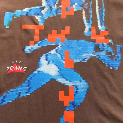 Футболка Travis Scott Astroworld Pixel Man Print "Brown" фото № 5