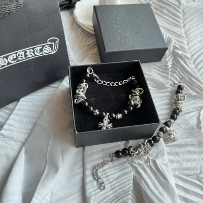 Браслет Chrome Hearts Beads And Chain "Black/Silver" фото № 4
