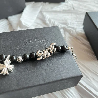 Браслет Chrome Hearts Beads And Chain "Black/Silver" фото № 5