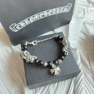 Браслет Chrome Hearts Beads And Chain "Black/Silver"