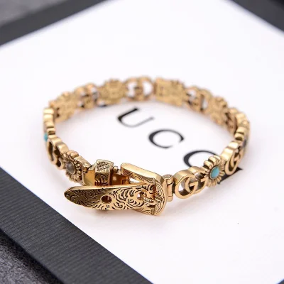 Браслет Gucci Flowers And Logo Decoration "Gold" фото № 3