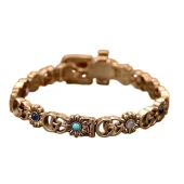 Браслет Gucci Flowers And Logo Decoration "Gold"