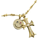 Подвеска Chrome Hearts Decorated Cross And Symbols - Smile "Gold"