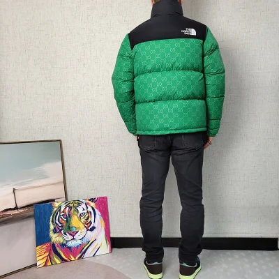 Пуховик The North Face Embroidery Gucci "Green" фото № 4