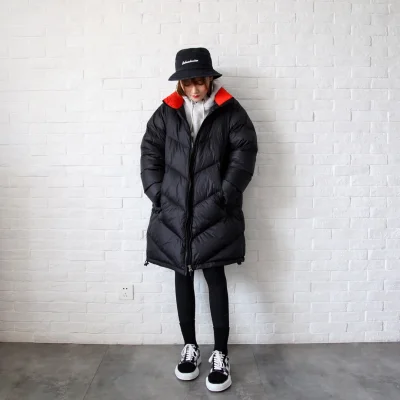 Пуховик The North Face Embroidery Logo On Red Collar "Black" фото № 2