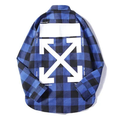 Рубашка OFF WHITE Checkered Cross Arrows "Blue" фото № 2