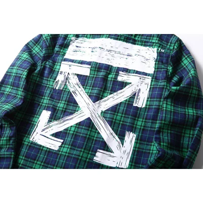 Рубашка OFF WHITE Small Checkered Cross Arrows "Green" фото № 4
